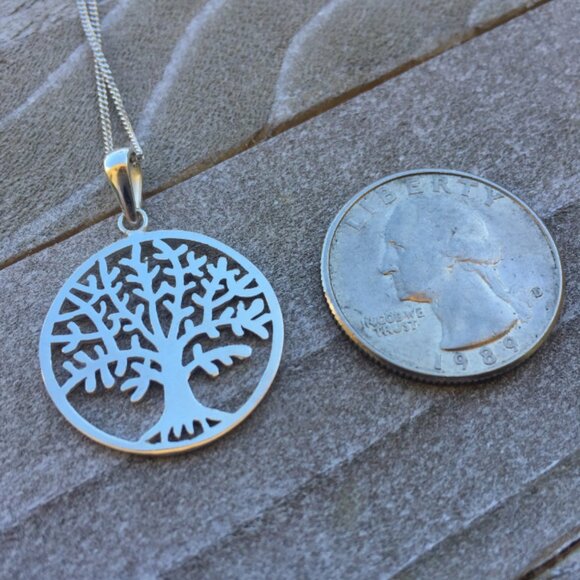 Sterling Silver Tree of life Pendant Necklace, Spiritual Charm, Adjustable Chain - Picture 3 of 3